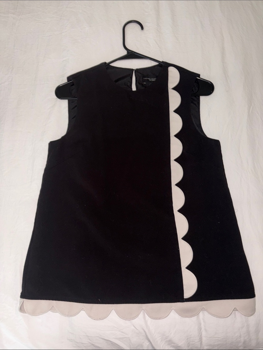 Scallop-Trim Black Sleeveless Top
